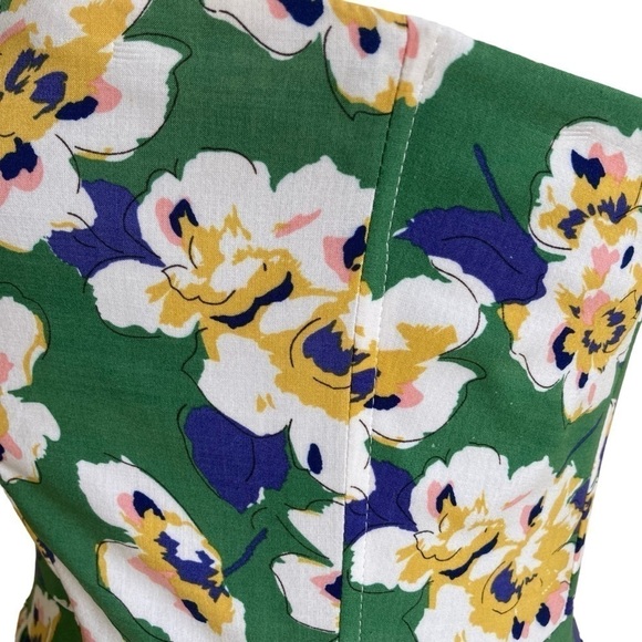 Pim + Larkin Strapless Sweetheart Neckline Green Floral Retro Skater Dress S - Picture 7 of 16